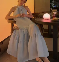 ワンピース アシンメトリー パフスリーブ ギンガムチェック 半袖【0914 】