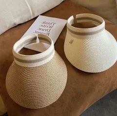 麦わらサンバイザー サンバイザー ストローハット