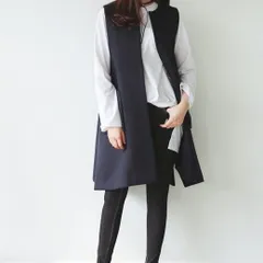 ノーカラー ジレ ベスト Aライン サイドスリット XS-2XL