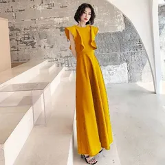 ロング ドレス フリル エレガント 4 colors スリム