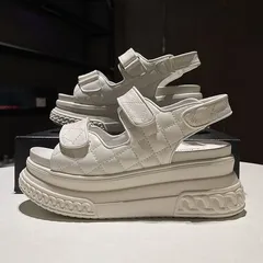 フラットサンダル PUレザー キルティング 厚底 サンダル