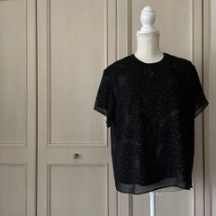 GRACE CONTINENTALグレースコンチネンタル星柄半袖ブラウスブラック 
