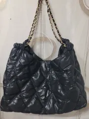 ブラック キルティング チェーン ショルダーバッグ トートバッグ