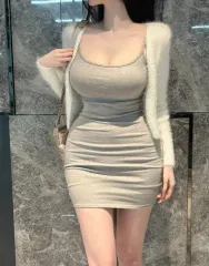 アンゴラ クロップド カーディガン 白