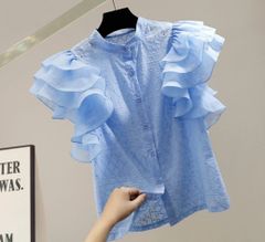 René◆ルネ◆フラワーレーストップス◆ブラウス◆パフスリーブ◆34 René◇ルネ◇フラワーレーストップス◇ブラウス◇パフスリーブ◇34