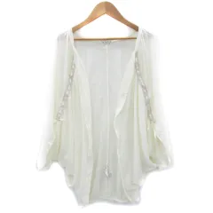 アクシーズファム axes femme カーディガン ミドル丈 七分袖 前開き M オフホワイト 白 /YM27