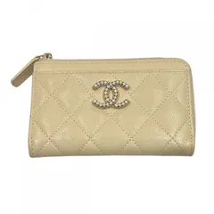 【中古】 CHANEL シャネル AP4558 マトラッセ フラグメントケース カードケース ミニ財布 キャビアスキン ベージュ レディース 26003731 SA