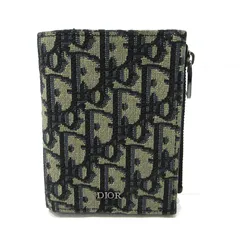 【三重本店】 中古 Christian Dior | クリスチャンディオール 二つ折り財布 オブリークジャガード ネイビー系 【125】