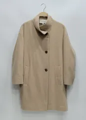 カルバン・クライン ハイネック カシミア コート / レディース 38 (82-88-165) ベージュ