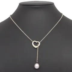 ティファニー Tiffany&Co. オープンハート ラリアット ネックレス SV925 7.5g 真珠 シルバー エルサペレッティ【中古】