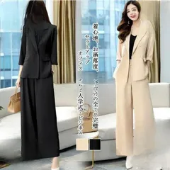 パンツスーツ セットアップ レデイーズ 上下セット スーツジャケット ワイドパンツ 2点セット フォーマル シンプル オフィス ビジネス 通勤 入園式 入学式