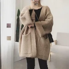 ニット ニットカーディガン 羽織り ゆったり ミディアム丈 ベーシックカラー レディース トップス