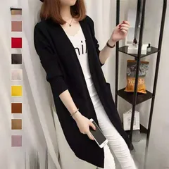 ニットカーディガン カーディガン ニット ロングカーディガン カラバリ 無地 レディース トップス