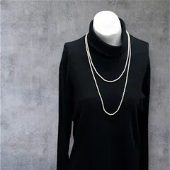 【USED】フェイクパール ロングネックレス 小粒 ホワイト系 上品 シンプル 二連風 大人 フォーマル カジュアル アクセサリー パーティー セレモニー 首飾り フォーマル 上品 古着コーデ 大人モード 大人アクセサリー レディース