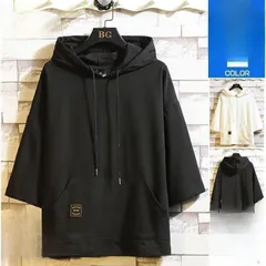 パーカー メンズ 七分袖 プルオーバー スポーツ トップス 半袖パーカー カジュアル 大きいサイズ 春夏秋 父の日