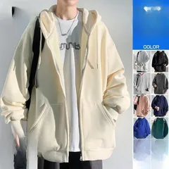 パーカー メンズ ジップアップ パーカ 無地 長袖 裏起毛 スウェットパーカー フーディー ゆったり 秋服 冬服 肩落ち
