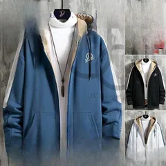 裏ボアパーカー メンズ ジップアップ パーカー トップス 裏起毛 ボア 長袖 ライトアウター 秋冬 あたたか