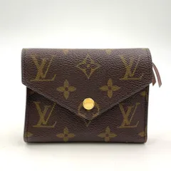 LOUIS VUITTON ポルトフォイユ ヴィクトリーヌ モノグラム 鑑定書付き シリアル番号不明 PVC ブラウン 三つ折り財布 ゴールド M62472