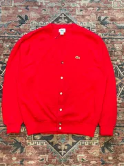 【 80’s ~ USA製 / LACOSTE 】ラコステ　アクリルカーディガン　レッド　L