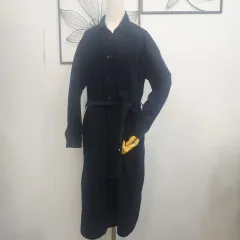 ユニクロ/ コーデュロイ ロング シャツ ONE PIECE ネイビー Lサイズ