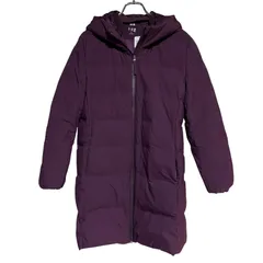  UNIQLO ユニクロ ダウン ジャケット ロング アウター パープル ジップアップ レディース XL【ZK50】