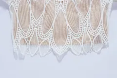 ドレス 半袖 フレア Aライン 白 レース ワンピース 2ピース 透け