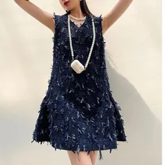 トレンド ツイード 結婚式 ふんわり ワンピース ドレス