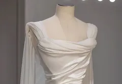 ノースリーブ ウェディングドレス ロング エレガント サテン