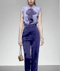 パーティー フリル セットアップ パンツドレス