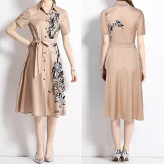 パーティー ワンピース ☆半袖☆ドレス ミディ丈 シャツワンピ