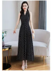 パーティードレス シフォン ドット柄 インスタ映え ２カラー