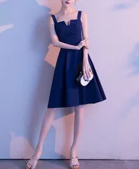 パーティードレス ストラップ スクエア フレア Aライン 結婚式☆