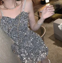 パーティードレス ミニ タイト 【2色】スパンコール☆キャミ