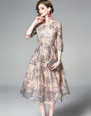 パーティードレス ワンピース Aライン 【送料込】七分袖