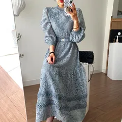 パーティードレス ワンピース 七分袖 レース ボリューム袖