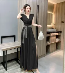 パーティードレス 大人 華やか オールインワン ワイドパンツ 3色