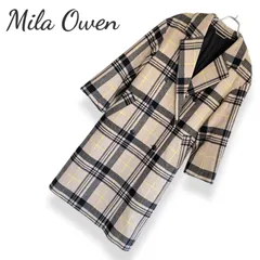 Mila Owen ミラオーウェン ベージュ×ブラック×イエロー レディース アウター ジャケット コート チェスターコート ロングコート 【サイズ0】Sサイズ相当 952KZ
