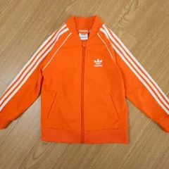アディダス キッズ 3本線 トレーナー オレンジ ジャケット 100