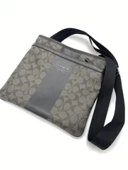 コーチ サコッシュ PVC レザー ネイビー シグネチャー 70591