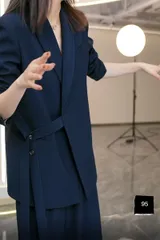 パンツスーツセット 5色 通勤 ワイドレッグ ルーズ ツーピース
