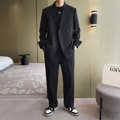 ビジネス ダブルブレスト セットアップ カジュアル スーツ 2色