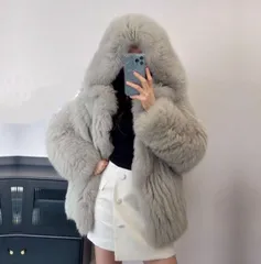 フード付き ファージャケット アウター フェイクファー 全6色