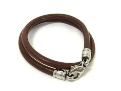 BVLGARI ブルガリ チョーカー ネックレス ブラウン レザー ユニセックス シルバー金具  美品