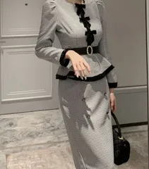 ミドル丈 ペプラム リボン セットアップ フォーマル 入学 卒業式