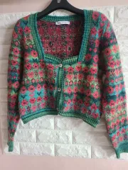 ザラ フラワー クロップド ニットカーディガン M