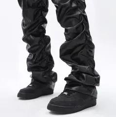 モード 光沢 レザーパンツ クール 大人 アメカジ 男女兼用