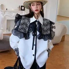 リュクス 長袖 モード ブラウス シャツ 襟 フリル