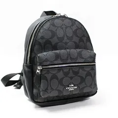 コーチ シグネチャー ミニリュックサック PVC レザー ブラック グレー