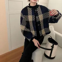 レディース ジャケット ツイード ショート丈 大人綺麗 チェック