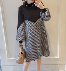 レディース マタニティ ワンピース 格子柄 チュニック